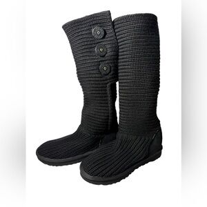 UGG Charcoal Knit Boots with Button Accents